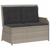 Banc inclinable de jardin et coussins gris clair résine tressée 