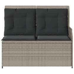Banc inclinable de jardin et coussins gris clair résine tressée 
