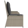 Banc inclinable de jardin et coussins gris clair résine tressée 