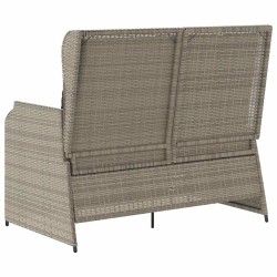 Banc inclinable de jardin et coussins gris clair résine tressée 