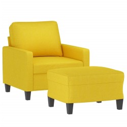 Fauteuil avec repose-pied Jaune clair 60 cm Tissu 