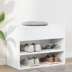 Banc à chaussures Blanc 60x30x45 cm Bois d’ingénierie 