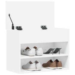 Banc à chaussures Blanc 60x30x45 cm Bois d’ingénierie 