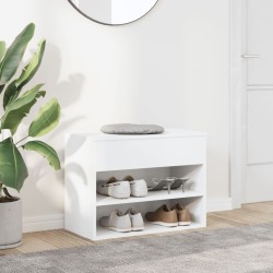 Banc à chaussures Blanc 60x30x45 cm Bois d’ingénierie 