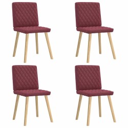 Chaises à manger lot de 4 rouge bordeaux tissu 