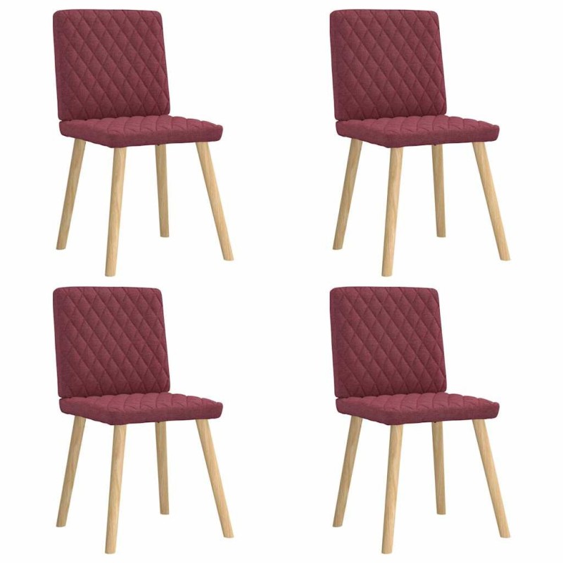 Chaises à manger lot de 4 rouge bordeaux tissu 