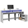 Bureau et lumières LED sonoma gris 200x104x91cm bois ingénierie 