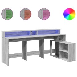 Bureau et lumières LED sonoma gris 200x104x91cm bois ingénierie 