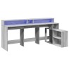 Bureau et lumières LED sonoma gris 200x104x91cm bois ingénierie 