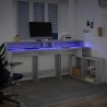 Bureau et lumières LED sonoma gris 200x104x91cm bois ingénierie 