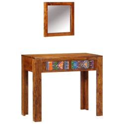 Table de maquillage Marron miel en bois massif d'acacia 