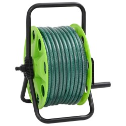 Enrouleur de tuyau vert sur pied avec tuyau de 30 m PVC 