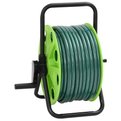 Enrouleur de tuyau vert sur pied avec tuyau de 30 m PVC 
