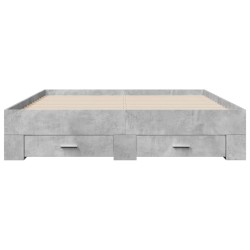 Cadre de lit avec tiroirs sans matelas gris béton 150x200 cm 