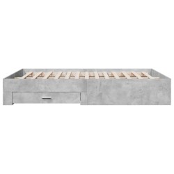 Cadre de lit avec tiroirs sans matelas gris béton 150x200 cm 