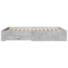 Cadre de lit avec tiroirs sans matelas gris béton 150x200 cm 