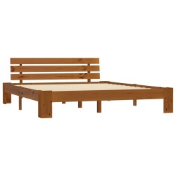 Cadre de lit sans matelas marron miel 160x200cm bois pin massif 