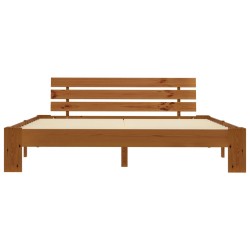 Cadre de lit sans matelas marron miel 160x200cm bois pin massif 