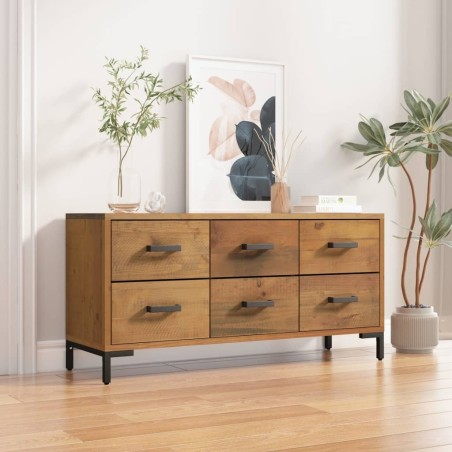 Armoire de rangement Marron 110x30x45 cm Bois de pin massif 