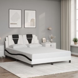 Cadre de lit sans matelas blanc et noir 120x200 cm similicuir 