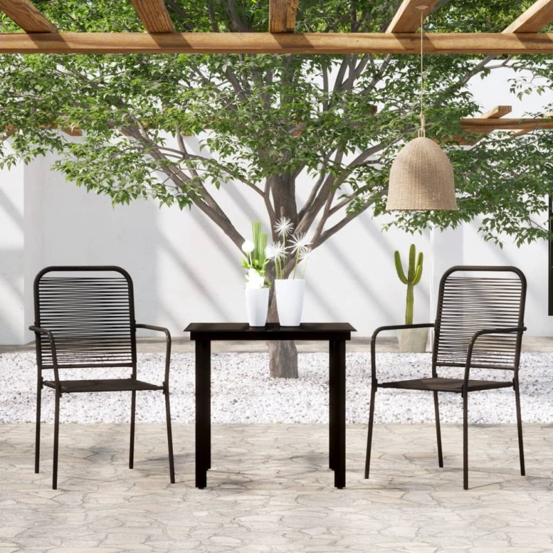 Ensemble à manger de jardin 3 pcs Noir 