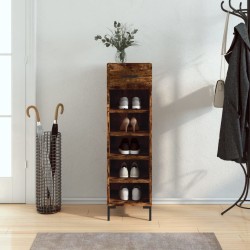 Meuble à chaussures chêne fumé 30x35x105 cm bois d'ingénierie 