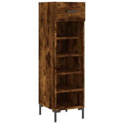Meuble à chaussures chêne fumé 30x35x105 cm bois d'ingénierie 