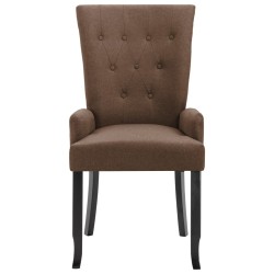Chaise de salle à manger avec accoudoirs Marron Tissu 