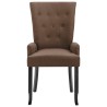 Chaise de salle à manger avec accoudoirs Marron Tissu 