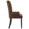 Chaise de salle à manger avec accoudoirs Marron Tissu 