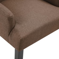 Chaise de salle à manger avec accoudoirs Marron Tissu 