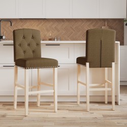 Chaises de bar lot de 2 bois massif d'hévéa et tissu 