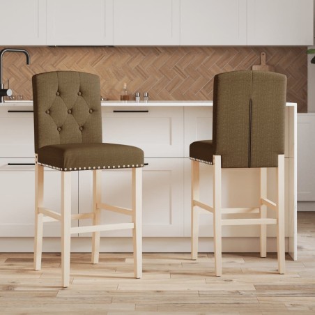 Chaises de bar lot de 2 bois massif d'hévéa et tissu 
