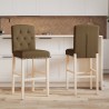 Chaises de bar lot de 2 bois massif d'hévéa et tissu 