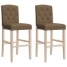 Chaises de bar lot de 2 bois massif d'hévéa et tissu 
