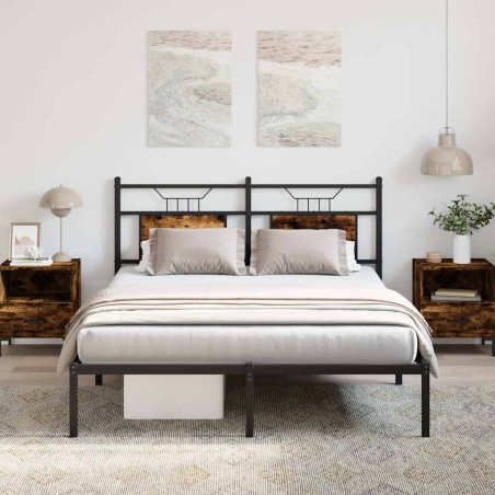 Cadre de lit sans matelas chêne fumé 150x200 cm bois ingénierie 