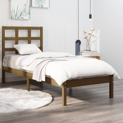 Cadre de lit sans matelas marron miel 100x200 cm bois massif 