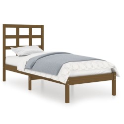 Cadre de lit sans matelas marron miel 100x200 cm bois massif 
