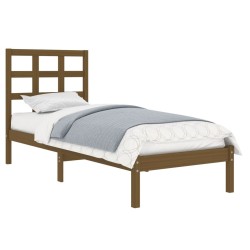 Cadre de lit sans matelas marron miel 100x200 cm bois massif 