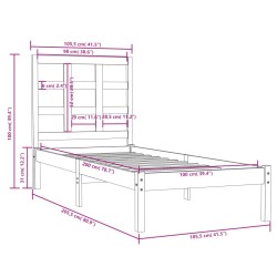Cadre de lit sans matelas marron miel 100x200 cm bois massif 