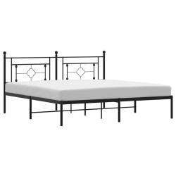Cadre de lit métal sans matelas avec tête de lit noir 183x213cm 
