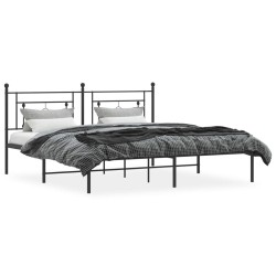 Cadre de lit métal sans matelas avec tête de lit noir 183x213cm 