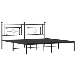 Cadre de lit métal sans matelas avec tête de lit noir 183x213cm 