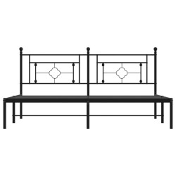 Cadre de lit métal sans matelas avec tête de lit noir 183x213cm 
