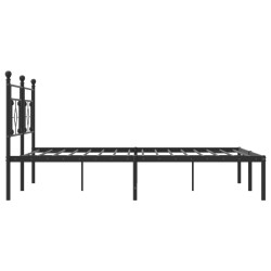 Cadre de lit métal sans matelas avec tête de lit noir 183x213cm 