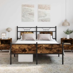 Cadre de lit sans matelas chêne fumé 137x190 cm bois ingénierie 