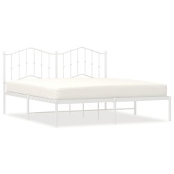 Cadre de lit métal sans matelas et tête de lit blanc 183x213 cm 