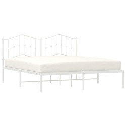 Cadre de lit métal sans matelas et tête de lit blanc 183x213 cm 