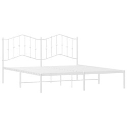 Cadre de lit métal sans matelas et tête de lit blanc 183x213 cm 