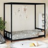 Cadre de lit pour enfants noir 90x190 cm bois de pin massif 